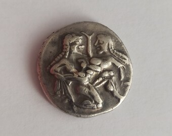 Very Rare Ancient Greek Silver Stater With Satyr & Nymph. Thasos, Thrace /550-463 b.c./