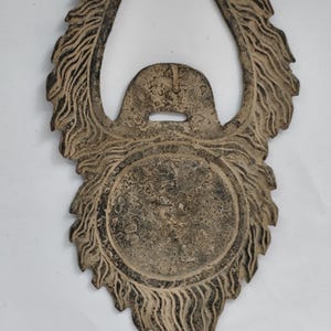Rare Medieval Western European Decorated Bronze Plaque Featuring a Man With Raised Arms 1100-1400 ad