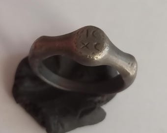 Wearable Ancient Byzantine Silver Ring With Engraved IC XC 1200-1400 ad.