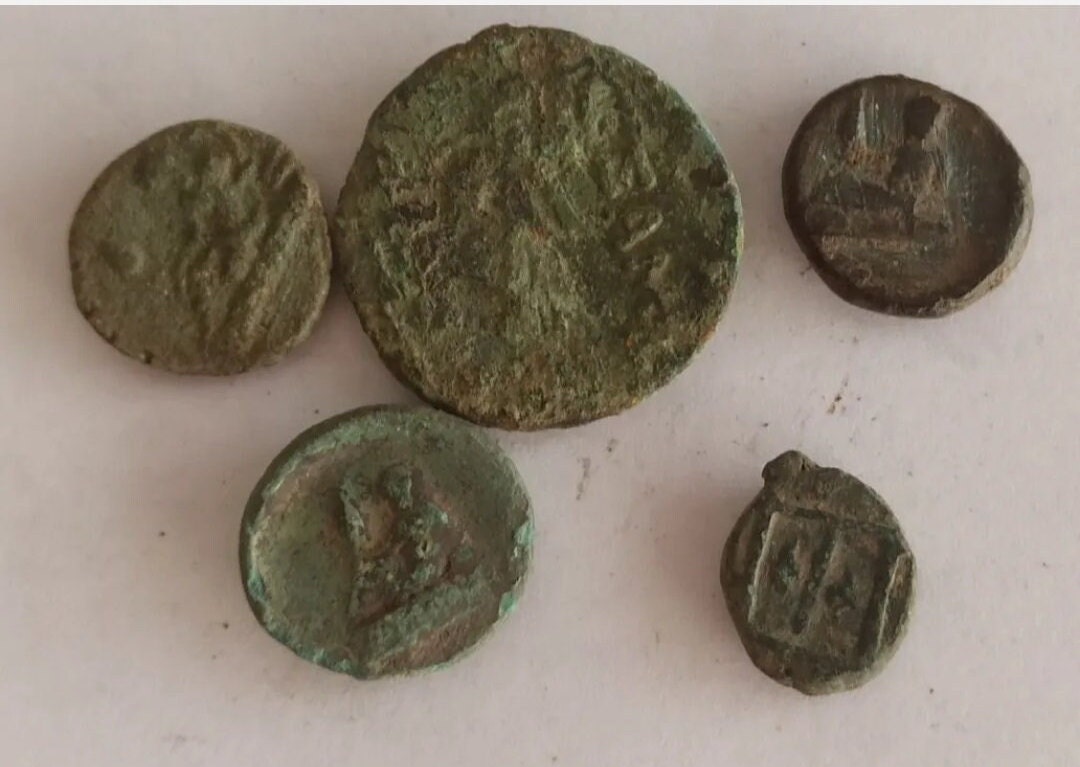 Lot of 5 Ancient Greek Bronze Coins 400200 B.c. Etsy