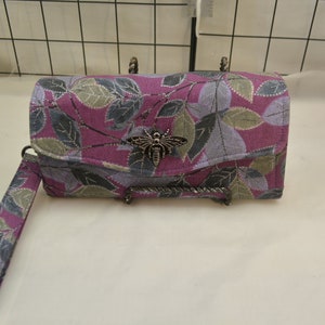 Purple Leaves with Silver Metallic outline Wallet, *NCW030* Beautiful Wallet, Ladies Wallet, NCW Wallet