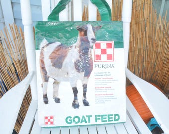 Upcycled Feed Bag Tote. RECYCLED FEED BAGS totes,  Reusable tote bag, grocery tote,  shopping bag, reusable grocery bag.