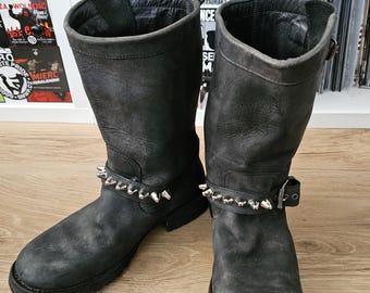 靴 Vintage Leather Studs Engineer Boots Vintage Engineer Boots: NEW STUDDED RRL ENGINEER BOOTS
