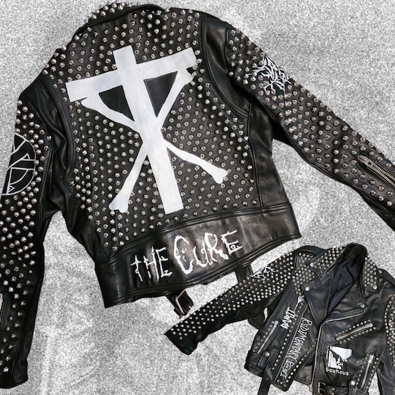 Goth Death rock Christian Death The Cure Crass Bauhaus Part1 Borghesia  Rudimentary Peni Gothic Jacket Studs Studded Punk Crust CustomVintage