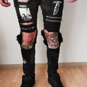 PANTALONI CRUST Ordine personalizzato Punk Crust Hardcore Crustpants Punkpants Alternativa Goth Fai da te Patchwork Toppe Personalizzate Fatte a Mano Vintage