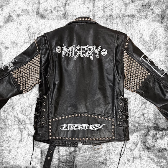 Handmade Studded Leather Jacket, Crust Punk Stenchcore Hiatus