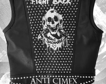 PUNK VEST Discharge / Disclose / Anti Cimex / Kaaos / DiY Punk Crust D-beat Alternative Goth Studs Studded Leather Vintage Emo