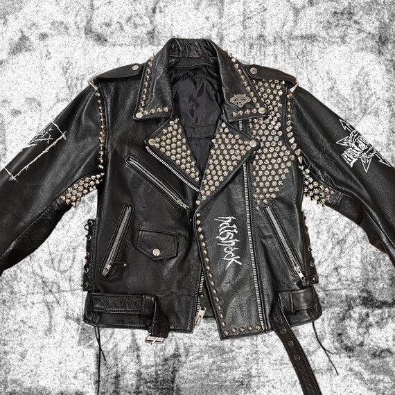 Handmade Studded Leather Jacket, Crust Punk Stenchcore Hiatus
