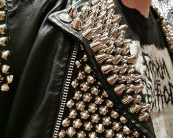 Studded Punk Vegan Leather Jacket Crust D-beat Detestation