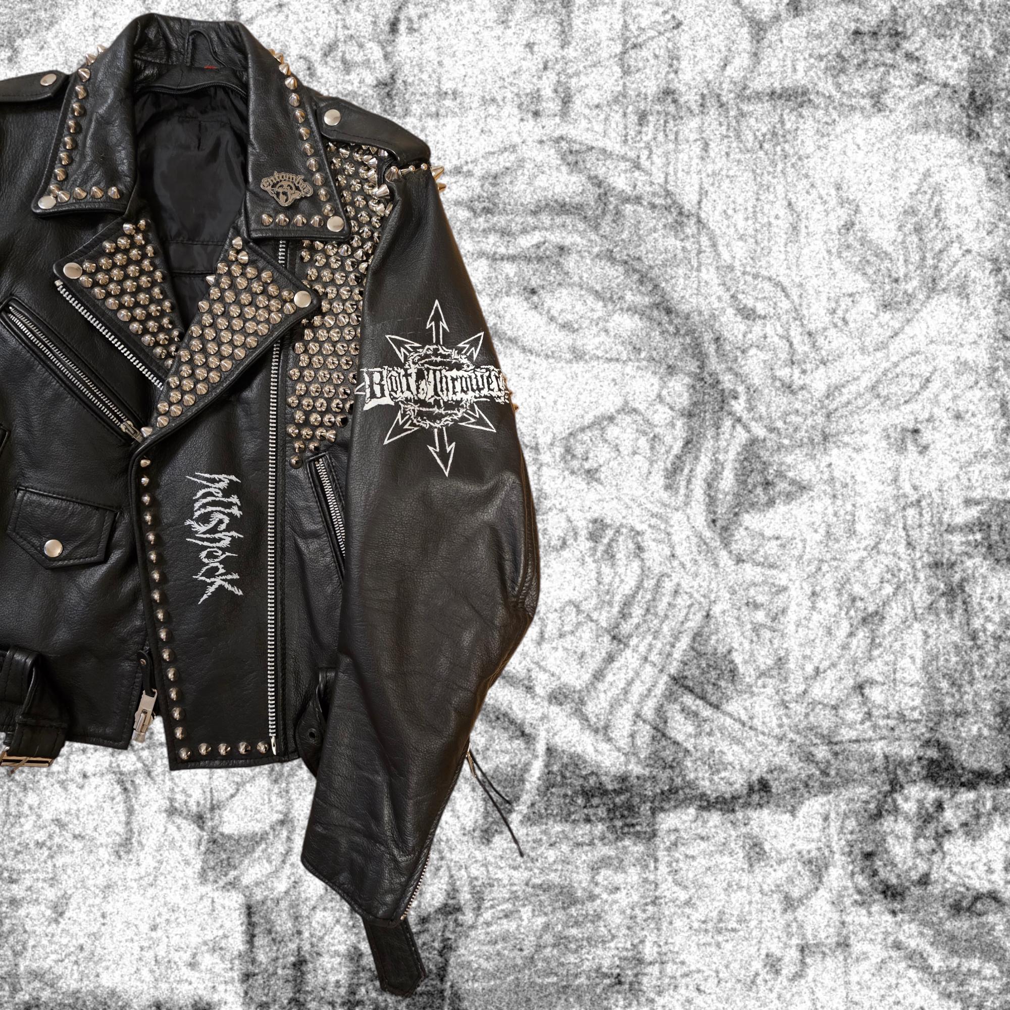 Handmade Studded Leather Jacket, Crust Punk Stenchcore Hiatus