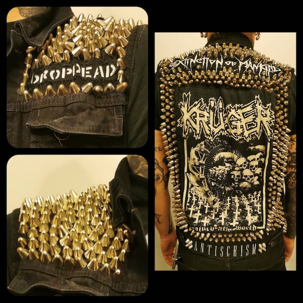 COMMANDE PERSONNALISÉE / Veste punk / Gilet punk / Crust Punk / Métal / Veste de combat / Alternative / Goth / Emo / Veste cloutée / Gilet clouté / DIY