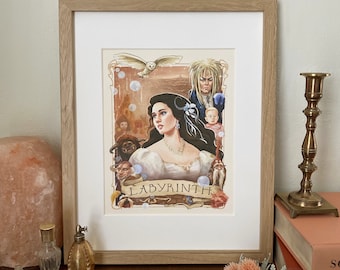 Labyrinth Art Print, 8x10 inches, labyrinth movie poster, labyrinth fan art,  art print, David Bowie