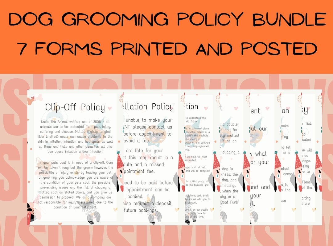Dog Grooming Cancellation Policy Form Dog Groom Clip off Etsy