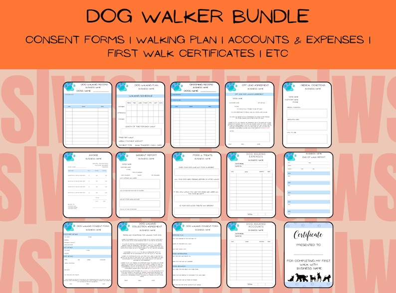Dog Walking Forms Bundle 14 Documents Included Dog Walking - Etsy UK