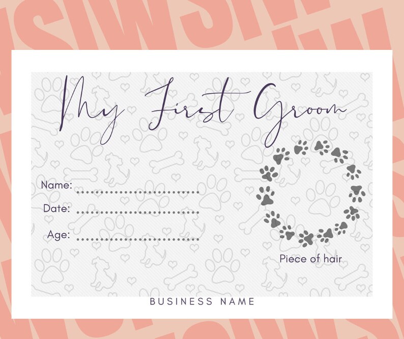 My First Dog Groom Certificate Dog Grooming Certificate Etsy Australia