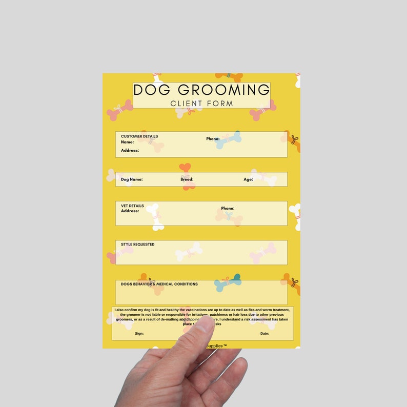 Dog Grooming Client Consent Forms Dog Groom Pet Grooming - Etsy Canada