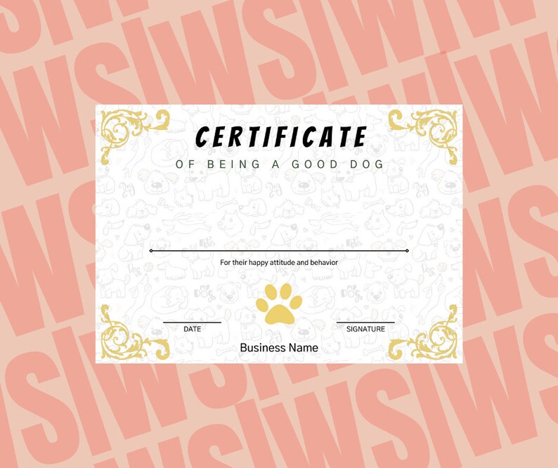 Dog Groom Certificate Digital Download Dog Grooming Etsy UK