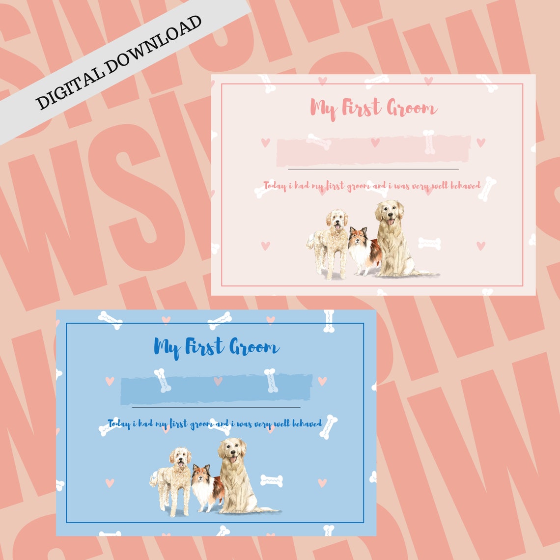 My first dog groom certificate Printable Download dog Etsy Canada