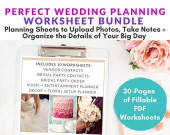 Complete Wedding Planning Printable Bundle, Printable Wedding Planner, Wedding Vendor Checklist PDF, Wedding Planning PDF, Wedding Binder
