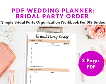 Wedding Bridal Party PDF, Printable Wedding Planner, Wedding Organizer, Wedding Planning PDF