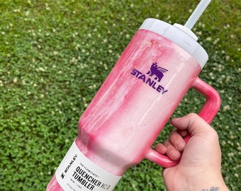 Customized Stanley Tumbler | pinks SWIRL Tumbler 40oz | Personalized pink milky Tumbler| Personalized Tumbler | Stanley Dupe| read info!