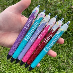 Personalized Ice Cream Drip Pen | Refillable Epoxy Glitter Ink Pen | Custom Cute Stationery Gift for Teachers & Writers