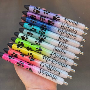 Personalized Paw Print Glitter Pen: Refillable Vet Tech Gift