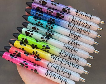 Personalized Paw Print Glitter Pen: Refillable Vet Tech Gift