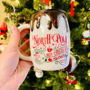 Christmas Hot Cocoa Tumbler Mug: White Sparkle Epoxy Cup