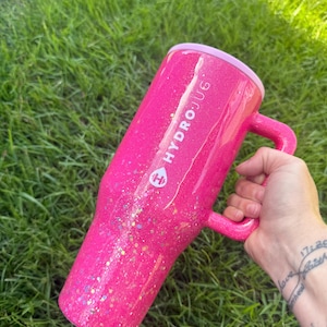 Hot Pink Sparkle Customized Tumbler | Jug GLITTER Tumbler | Personalized pink Tumbler| custom Tumbler | Stanley or Brumate