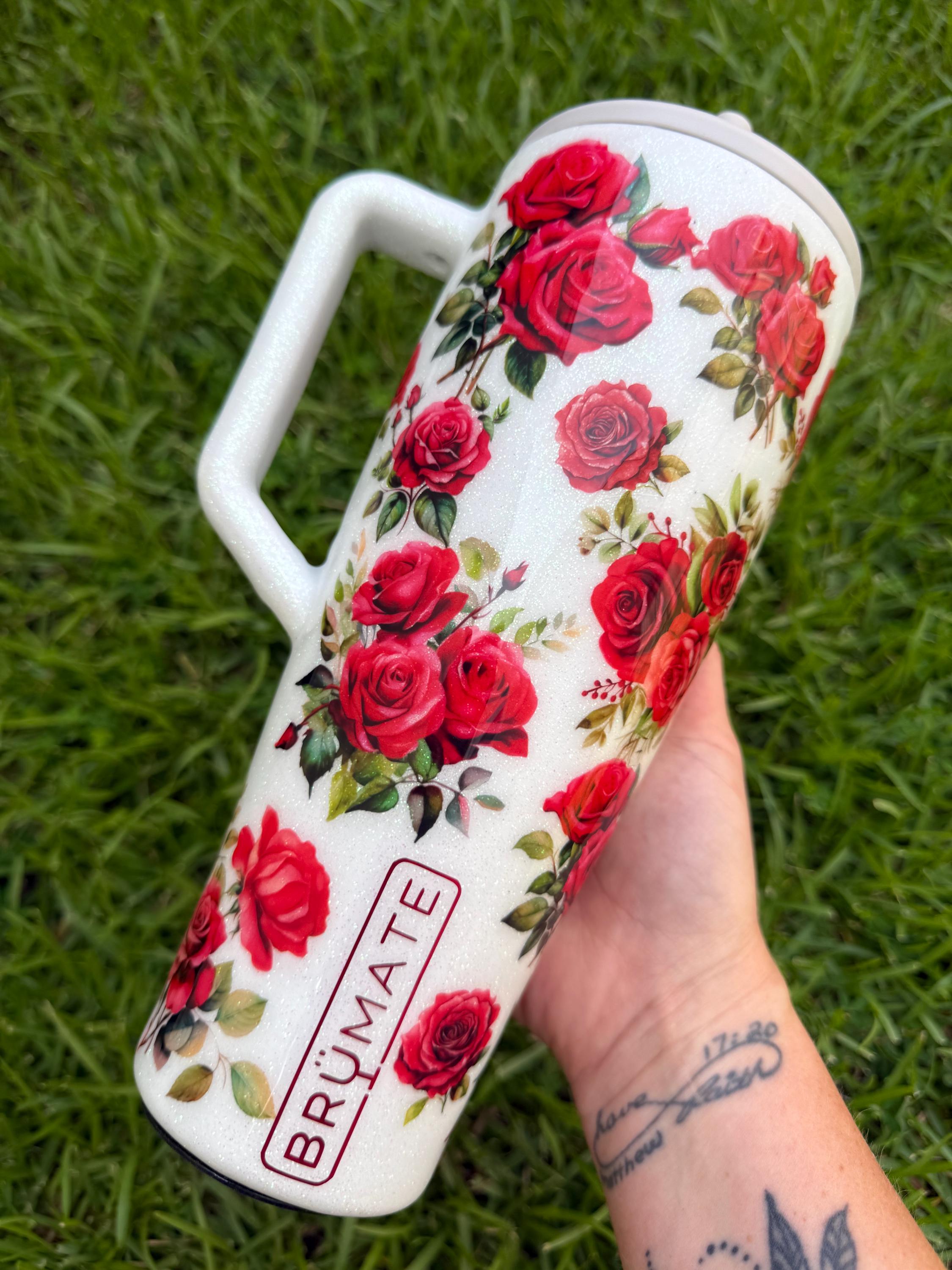 Customized ROSE floral Brumate Tumbler 40oz | Personalized Tumbler| Personalized Tumbler Brumate with floral roses