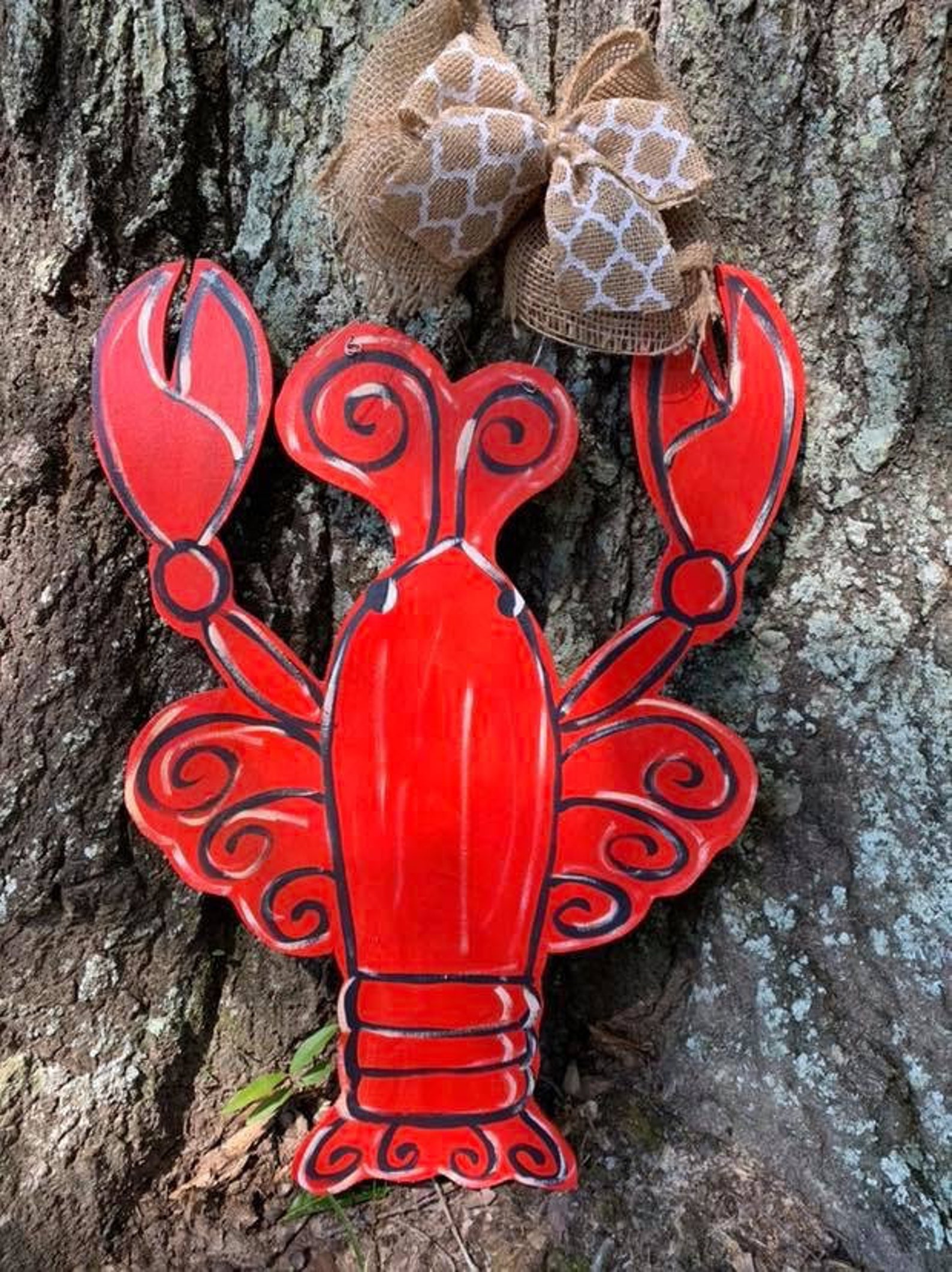 Louisiana Cajun Crawfish Door Hanger with initial and bow | Etsy