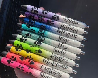 Personalized Paw Print Glitter Pen: Refillable Vet Tech Gift