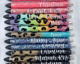 Personalized Glitter Inkjoy Gel Pens black ink 0.7 - Refillable - Resin - Customized -Teacher, Nurse, office supplies