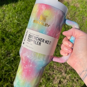 Customized Stanley Tumbler |TYE DYE milkrainbow Tumbler 40oz | Personalized Rainbow Tumbler| Personalized Tumbler | Stanley Dupe| read info!