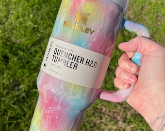 Customized Stanley Tumbler |TYE DYE milkrainbow Tumbler 40oz | Personalized Rainbow Tumbler| Personalized Tumbler | Stanley Dupe| read info!