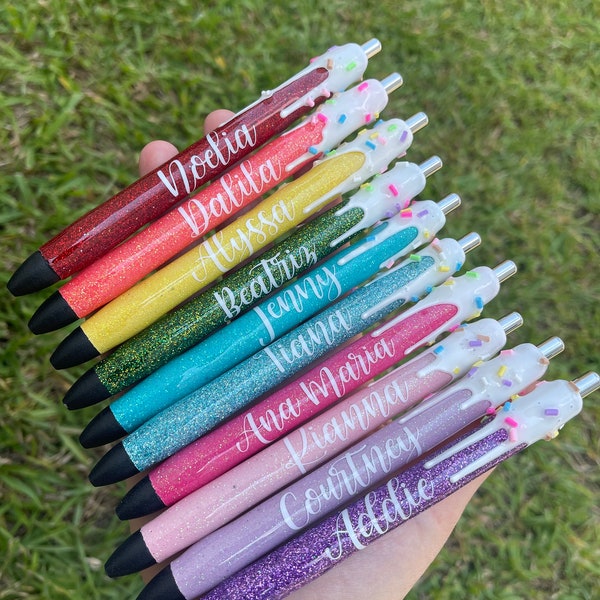 Personalized refillable ICE CREAM DRIP epoxy glitter pen!