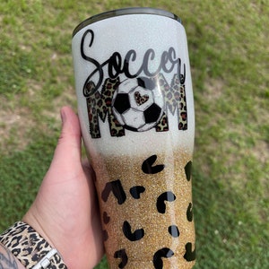 Personalizable Soccer Mom leopard print tumbler!