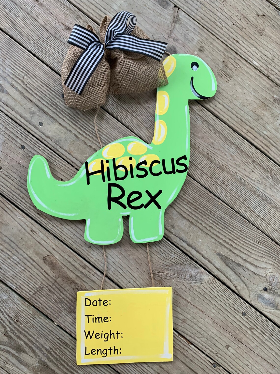 Baby boy dinosaur hospital door hanger with bow Etsy