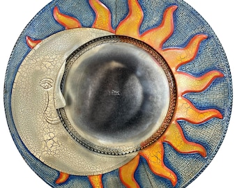 BIG Mexican Tin Mirror Hand Painted - Eclipse - 40"