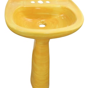 Mexican Talavera Pedestal Sink Handcrafted Ceramic -Yellow Washed -