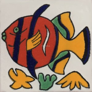 POOL TILES Mexican Talavera Ceramic Frost Proof Handcrafted Tiles - Fish2 -  (you select the size)