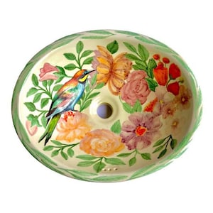 Mexican Talavera Sink Oval Drop In Handcrafted Ceramic - Colibri -