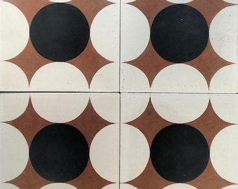 Azulejo de cemento estilo Misión Mexicana, hecho a mano, 10 pies cuadrados - Bolonia - 8x8"