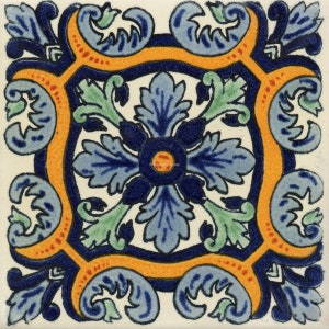 POOL TILES Mexican Talavera Ceramic Frost Proof Handcrafted Tiles - Eivissa1 -  (you select the size)