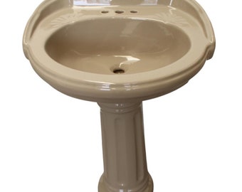 Mexican Pedestal Sink  Roman Style Handcrafted Ceramic - Cafe Latte -