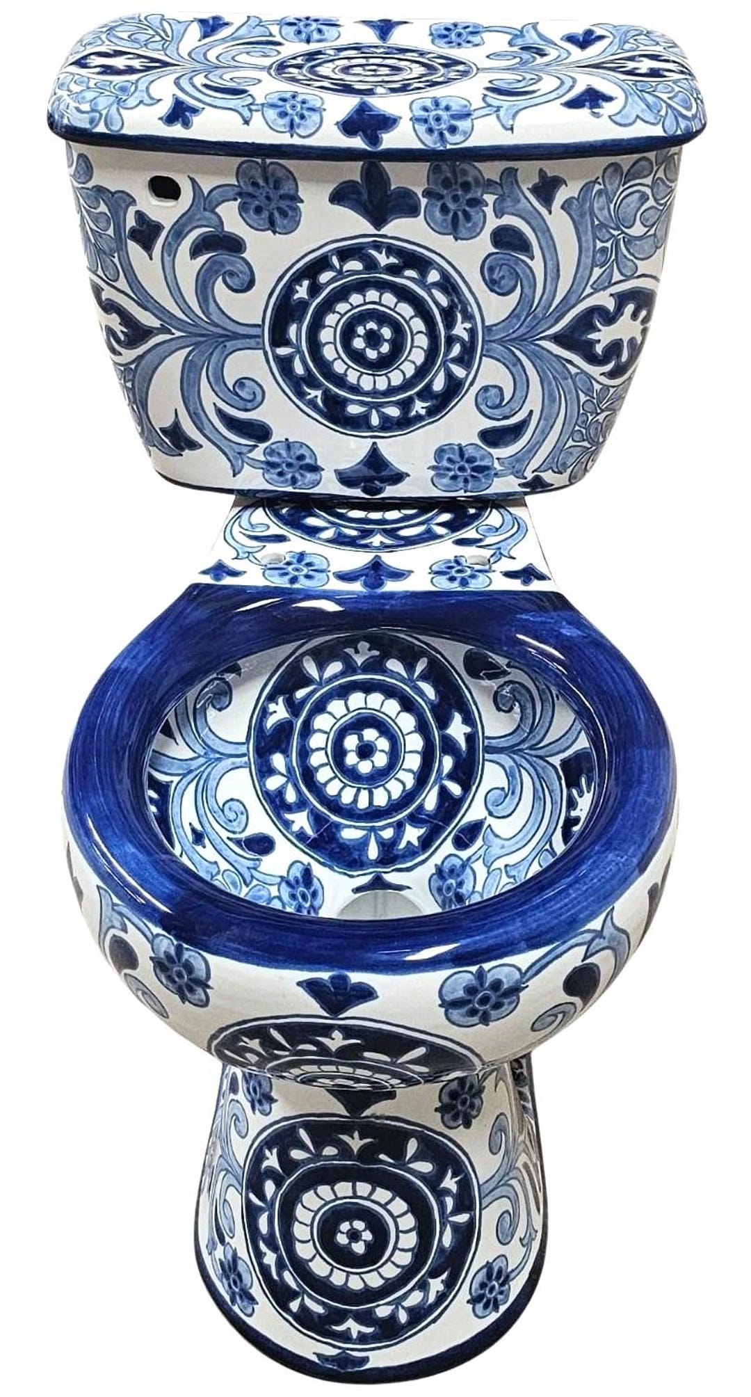 Mexican Talavera Ceramic Toilet Hand Painted - Paraiso Azul - - Etsy
