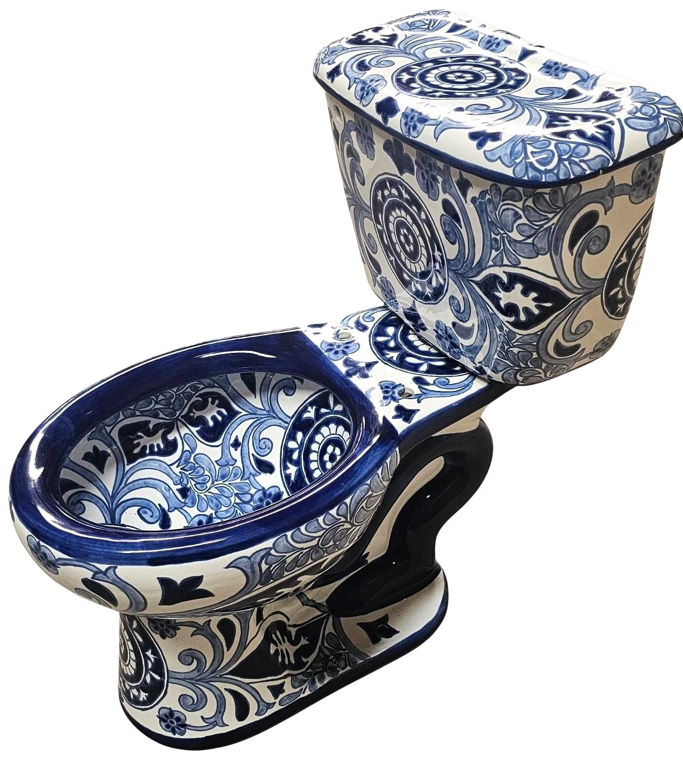 Mexican Talavera Ceramic Toilet Hand Painted - Paraiso Azul - - Etsy
