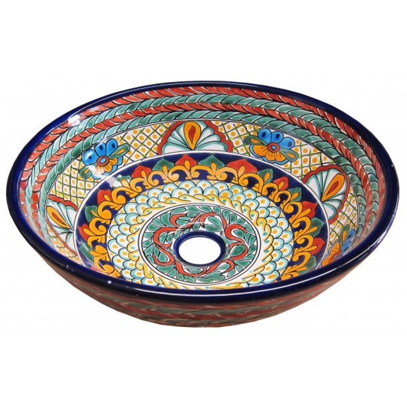 Mexican Talavera Vessel Sink Round Handcrafted LM10 Etsy