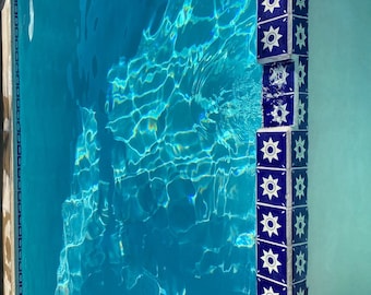 POOL TILES Mexican Talavera Ceramic Frost Proof Handcrafted Tiles - Victoria -  (you select the size)